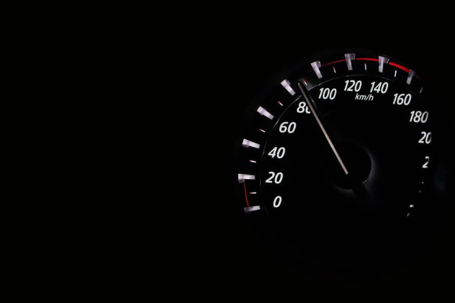 Speedometer showing 80mph. Fast fast fast.