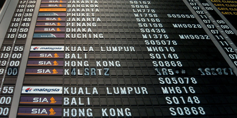 Flight information display system - flight times at the airport.