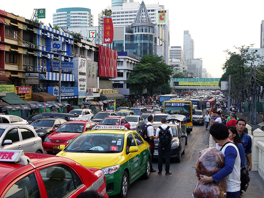 Traffic jam in Thailand.